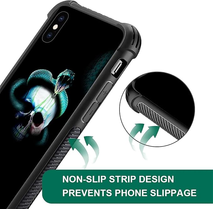 for iPhone Xs Max Case, Skeleton Winding Snake Pattern Graphic Design Girl Boy - Image 7