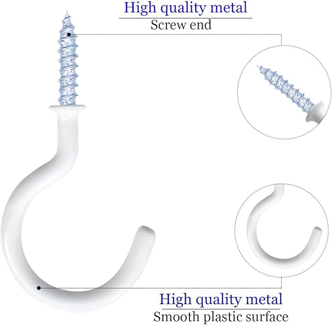 12 Pack Vinyl Coated Ceiling Hooks, Screw-in Mug Hooks - Image 2