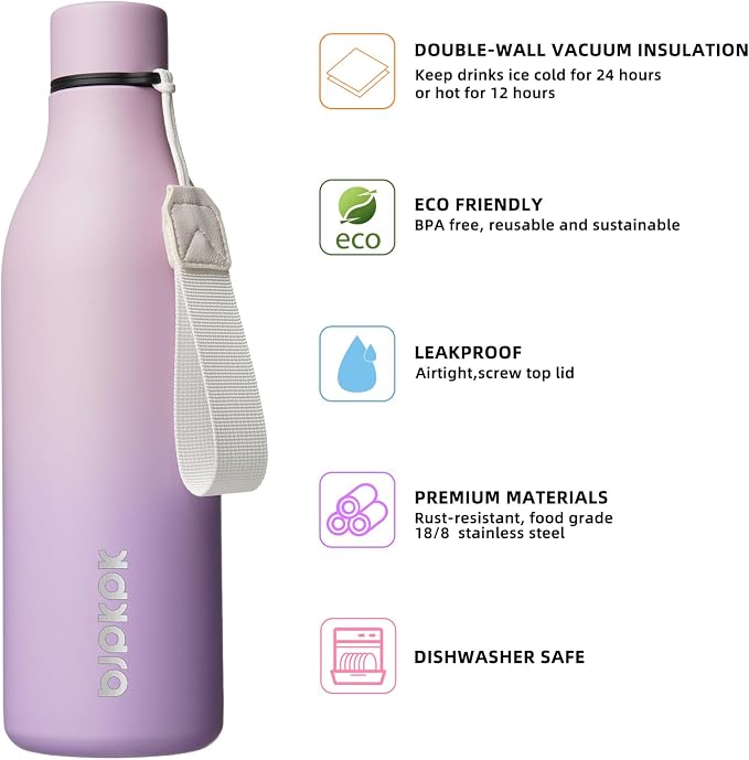 BJPKPK Insulated Water Bottles, 25 oz Stainless Steel Metal Water Bottle - Image 2