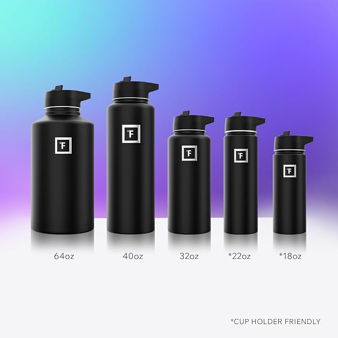 IRON °FLASK Camping & Hiking Hydration Flask - 32 oz Midnight Black - Image 6