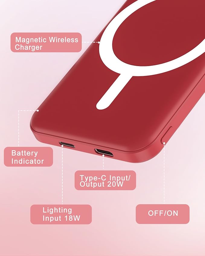 podoru for Magsafe Battery Pack, 5000mAh Magnetic Power Bank - Image 5