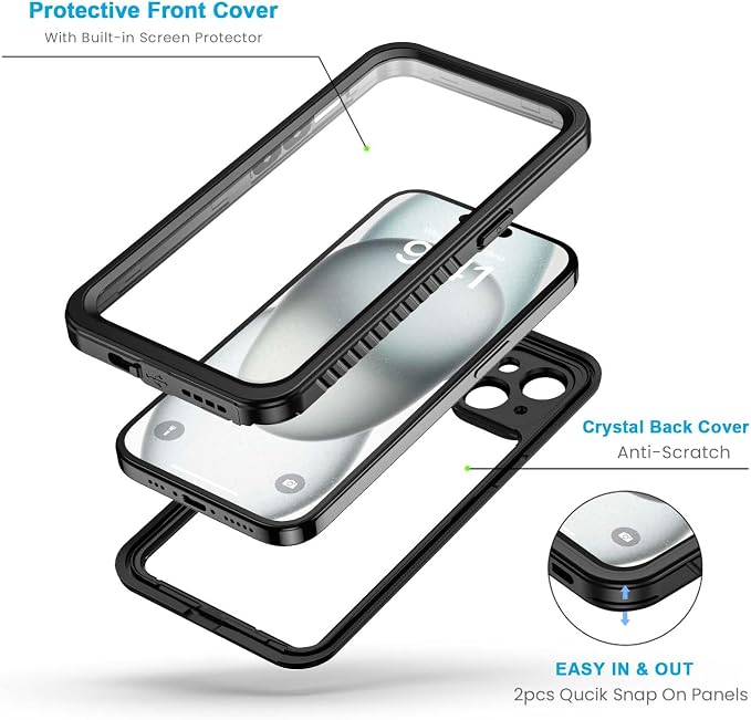 Lanhiem for iPhone 15 Plus Case, IP68 Waterproof Dustproof Shockproof Cases - Image 3
