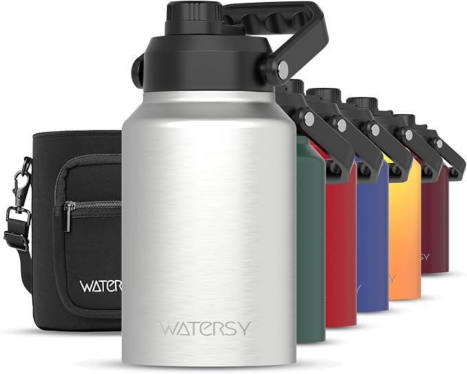 WATERSY Half Gallon Water Bottle Insulated, BPA Free&Leak Proof, 64oz Stainless by Watersy
