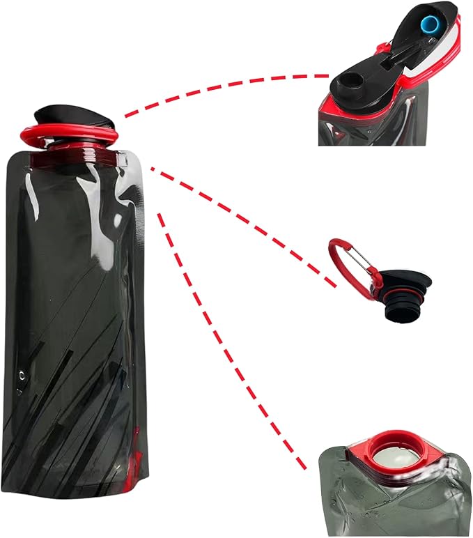 4 Pack 25oz Collapsible Water Bottles, 4 Colors Reusable Leakproof Water Bags - Image 2