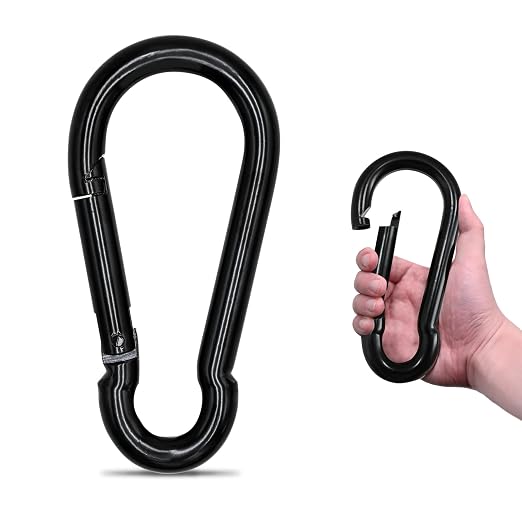 KINLINK 1 Pack Black Carabiner Clip, 7 inch Heavy Duty Spring Snap Hook by KINLINK