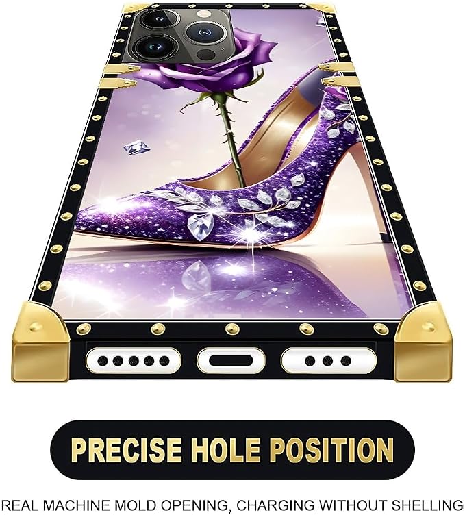 Compatible with iPhone 16 Pro Max Case, High Heeled Purple Diamond Rose Luxury - Image 5