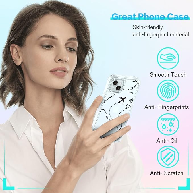 FANXI Minimalist Airplane Travel Map Phone Case Compatible - Image 4