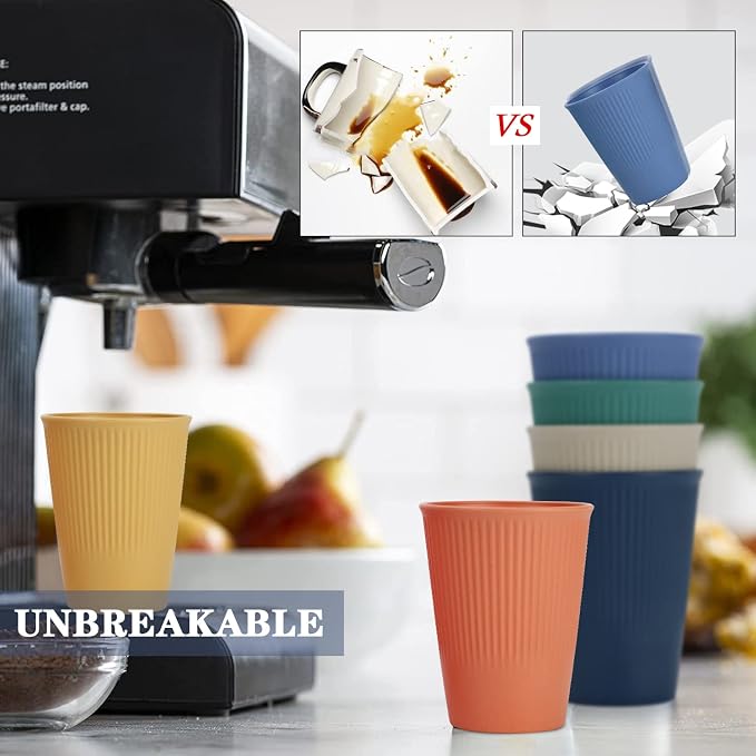 Homienly Drinking Glasses Wheat Straw cups, Unbreakable Alternative to 12oz - Image 6