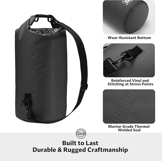 STOVER 5/10/25/30/40/55L Waterproof Dry Bag- Roll-Top Backpack w/Phone Case- - Image 3