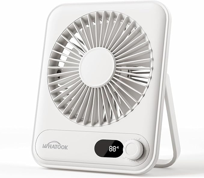 WHATOOK Small Desk Fan Personal Fans: 5000mah 25 Hours Battery Office Quiet by FashionCaring-MakeitYours