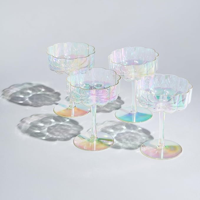 Khen Shatterproof Acrylic Flower Wavy Vintage Art Deco Martini, Champagne & - Image 4