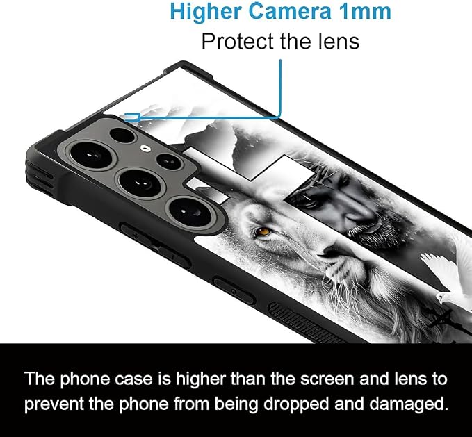 for Samsung Galaxy S24 Ultra Case, Lion Cross Jesus Christ Dove Pattern Graphic - Image 5
