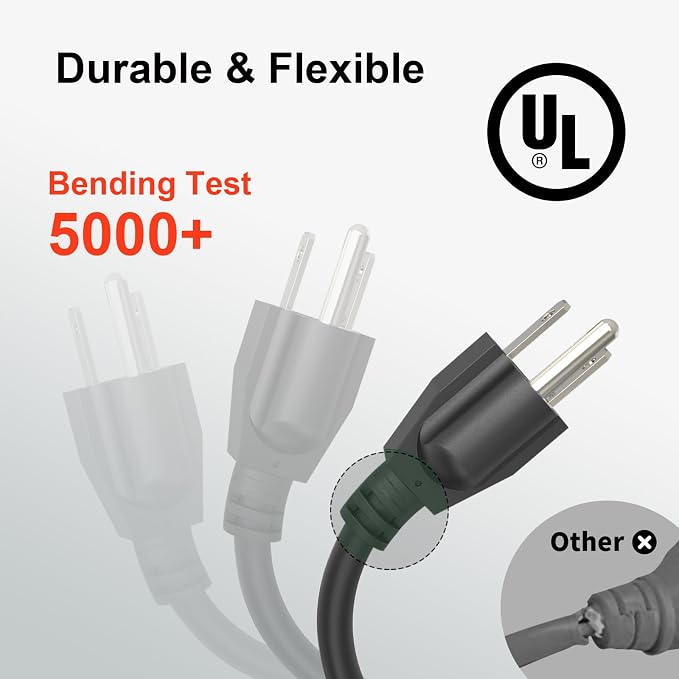 Outdoor Extension Cord Waterproof 50 FT, Flexible 100% Copper 3 Prong Extension - Image 3