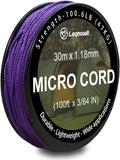 Micro Paracord, 1.18mm x 100ft Thin Mini Utility Braided Small Paracord by Legowitoutdoor