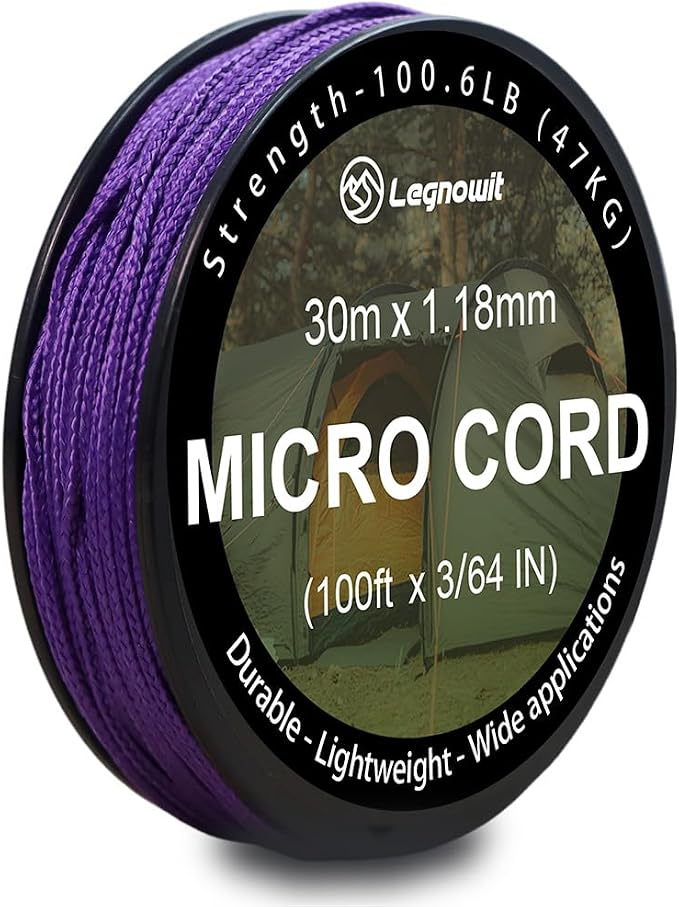 Micro Paracord, 1.18mm x 100ft Thin Mini Utility Braided Small Paracord by Legowitoutdoor
