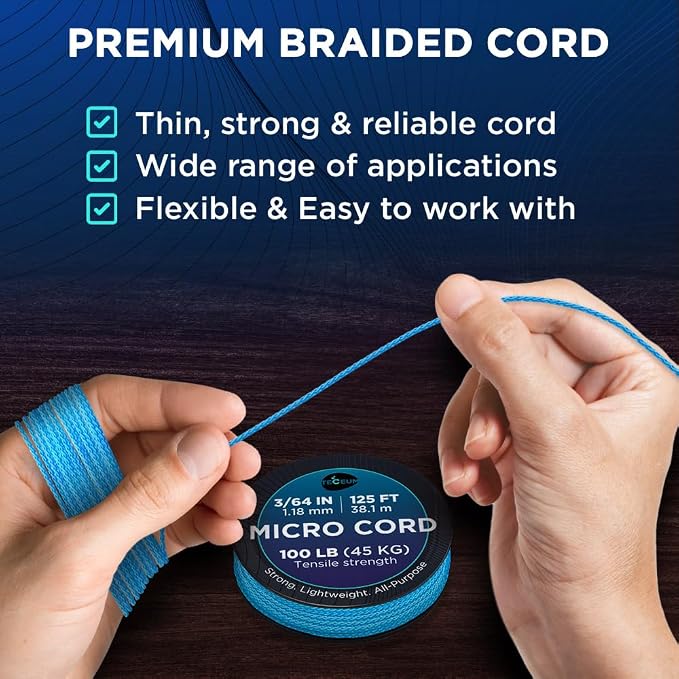 TECEUM Micro Paracord – 1.18 mm X 125 ft – Micro Utility Cord – Thin Braided - Image 3