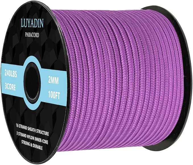 Paracord 240lb - Diameter 2mm Micro Utility Cord -3 Strand Parachute Spool Cord by LUYADIN