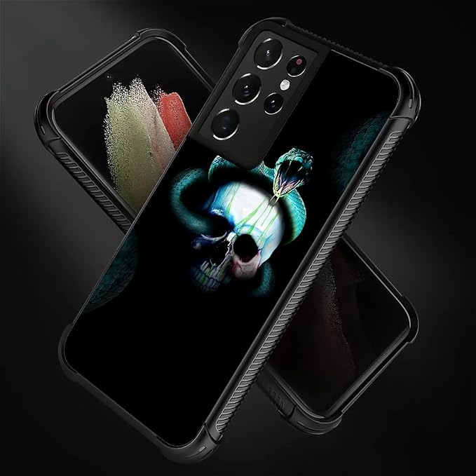 for Samsung Galaxy S21 Ultra Case, Skeleton Winding Snake Pattern Graphic - Image 3