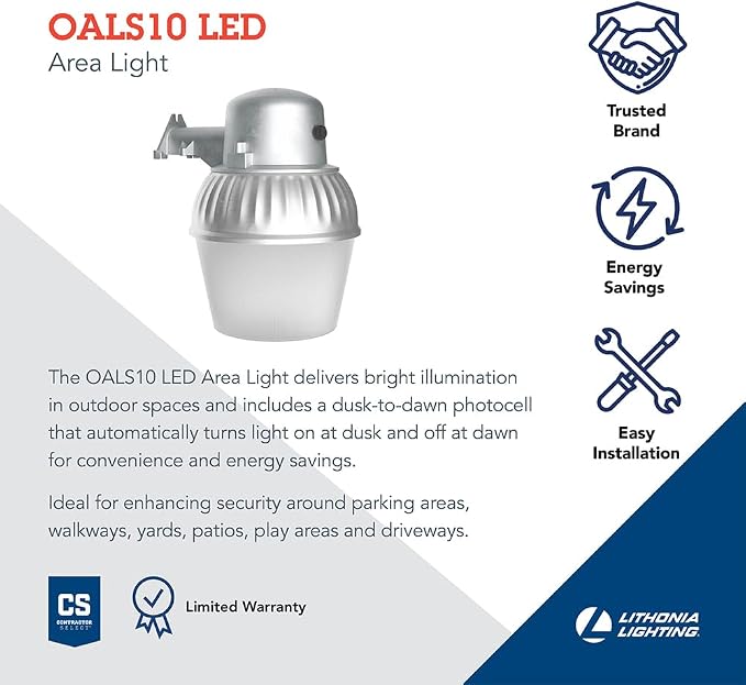 Lithonia Lighting LED Outdoor Flood Light Fixture, Exterior Dusk to Dawn - Image 2