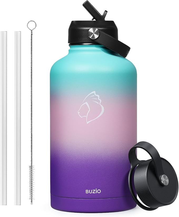 BUZIO 64oz Insulated Water Bottle Stainless Steel Double Wall Leak Proof Half - Image 8