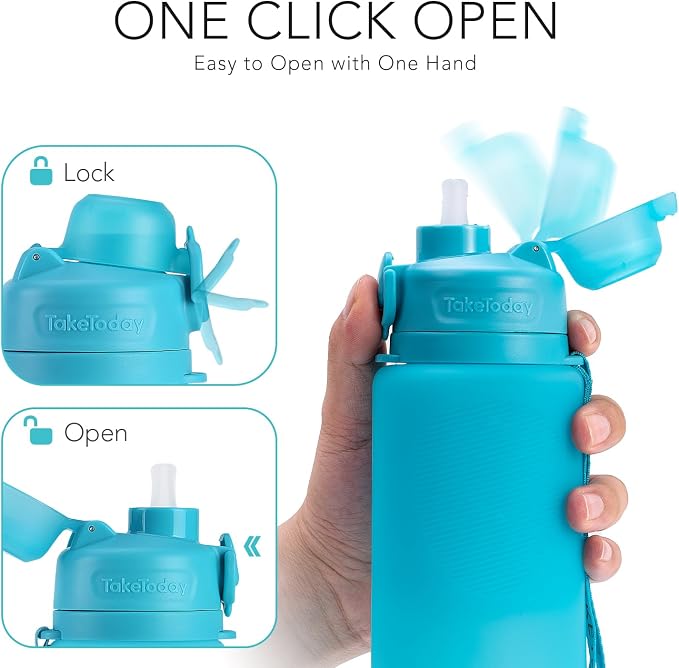 TakeToday Collapsible Water Bottles 32oz, Foldable Travel Water Bottle - Image 5
