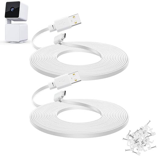 2-Pack 30 ft Extension Cable for WYZE Cam Pan V3 Outdoor Camera, Micro USB 90 by YEAOI
