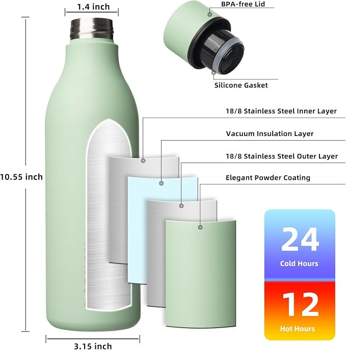 BJPKPK Insulated Water Bottles, 25 oz Stainless Steel Metal Water Bottle - Image 3