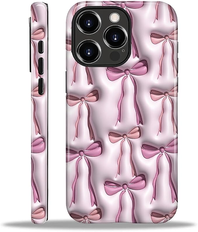 for iPhone 16 Pro Case, HL2 Abstract Ribbons Bows Hybrid 2 Layer Hard Shell by Unknown