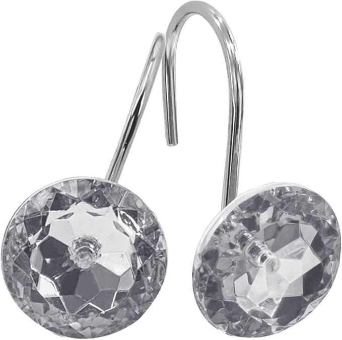 MitoVilla Grey Shower Curtain Hooks Rings, Metal Shower Hooks by MitoVilla