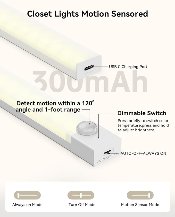 Under Cabinet Lighting 4 Inches Rechargeable Motion Sensor Light Indoor - Image 9