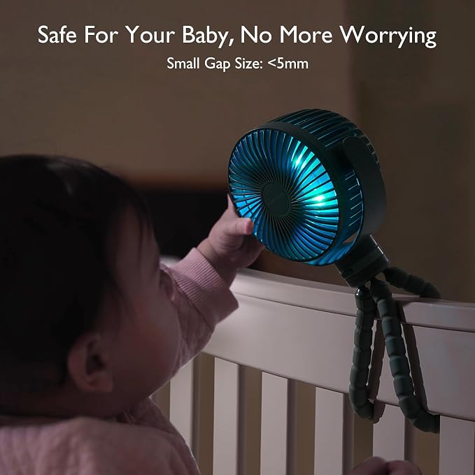 Momcozy 8000mAh Portable Stroller Fan, 27H Ultra-long Battery Life Detachable 4 - Image 4