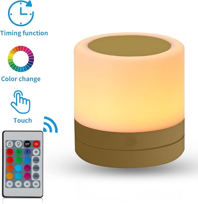 ERUN Nursery Night Light for Kids, USB Rechargeable Small Desk Lamp, 13 RGB - Image 2