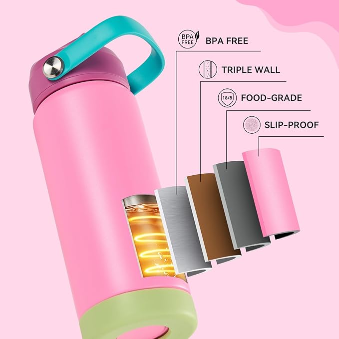 Fijinhom 18oz Insulated Stainless Steel Water Bottle, Wide Mouth Double Wall - Image 5
