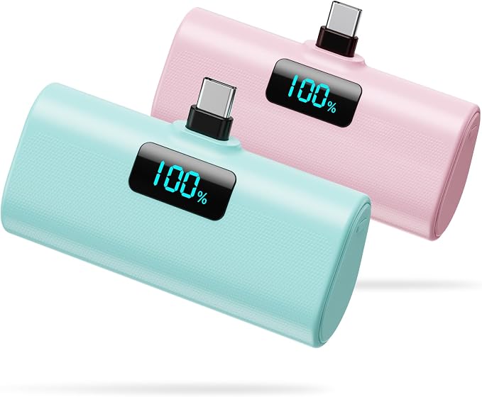 Small Portable Charger 5200mAh, Upgraded PD USB C Power Bank Built-in USB-C by HETP