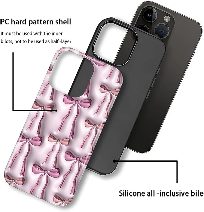 for iPhone 16 Pro Case, HL2 Abstract Ribbons Bows Hybrid 2 Layer Hard Shell - Image 3