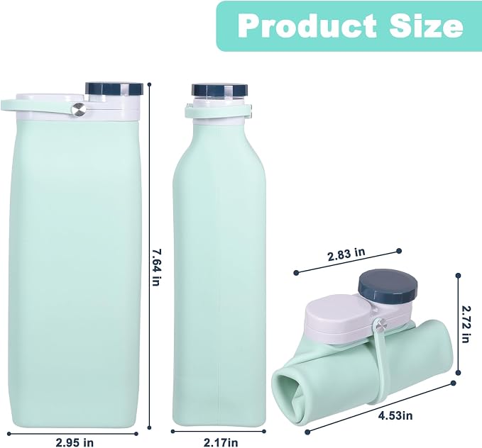 Collapsible Water Bottle, Reusable Foldable BPA Free Silicone Water Bottle - Image 2