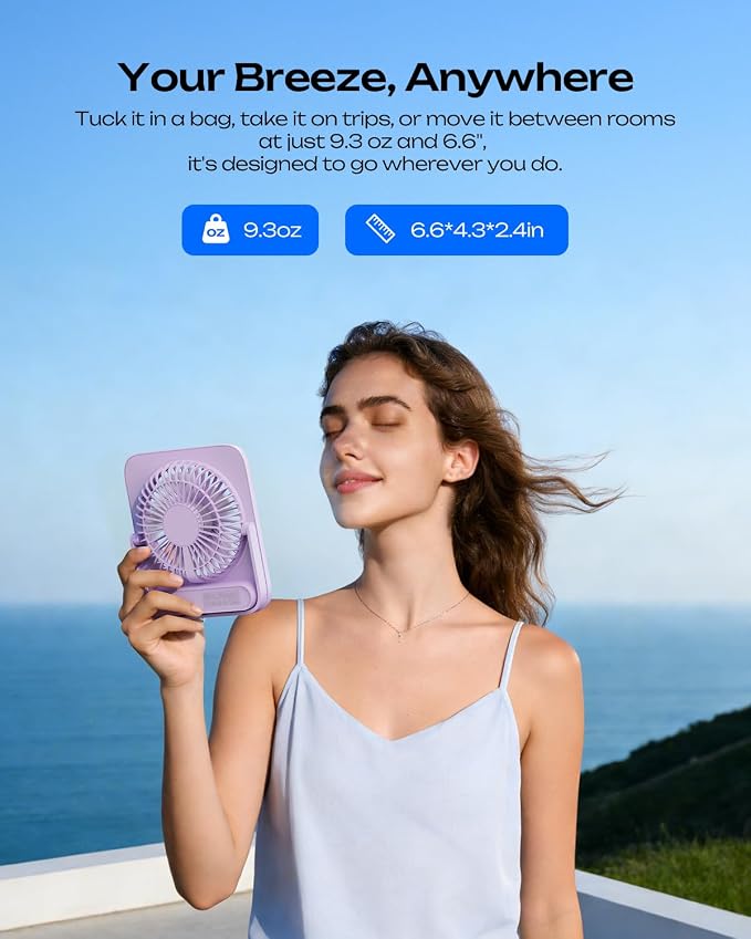 Otlonpe Personal Portable Desk Fan, 4000mAh Small Rechargeable Portable Fan - Image 7