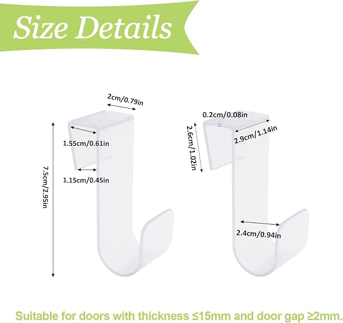 10PCS Over Cabinet Door Hooks Plastic Over The Door Single Hooks Space-Saving - Image 2