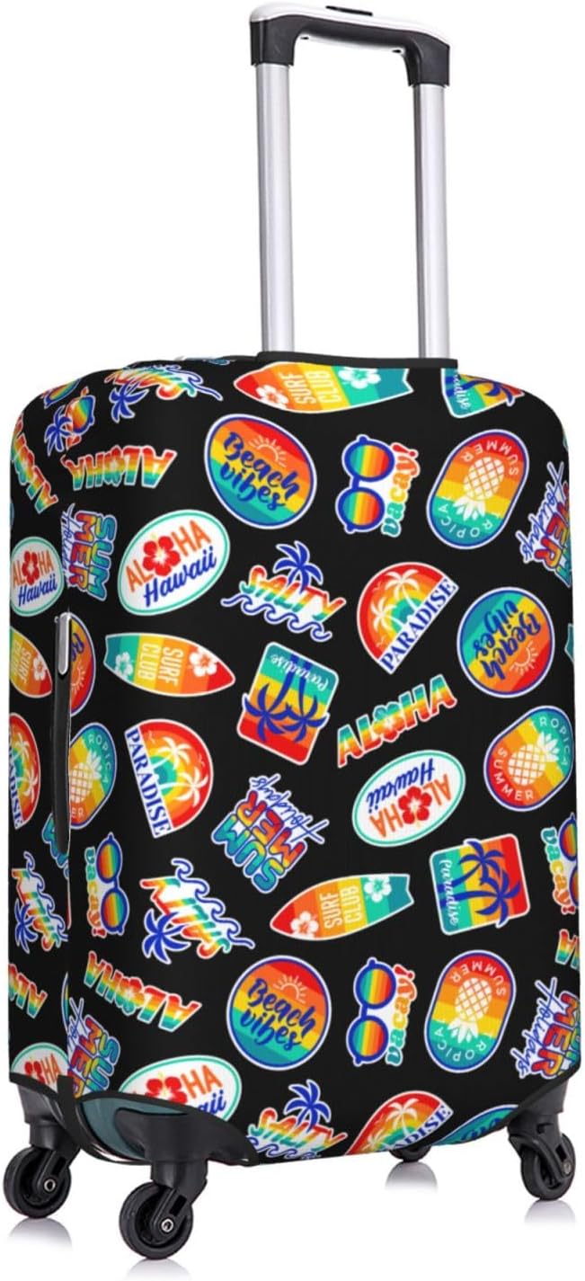 Tropical Vacation Badges Elastic Luggage Cover, Suitcase Protector - Image 3