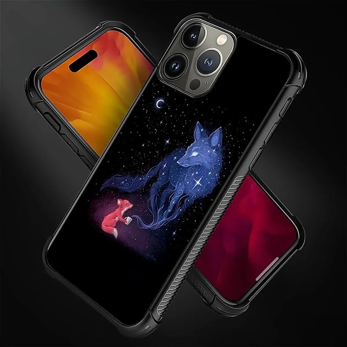 for iPhone 16 Pro Max Case, Galaxy Fox Wolf Pattern Graphic Design Girl Boy - Image 4
