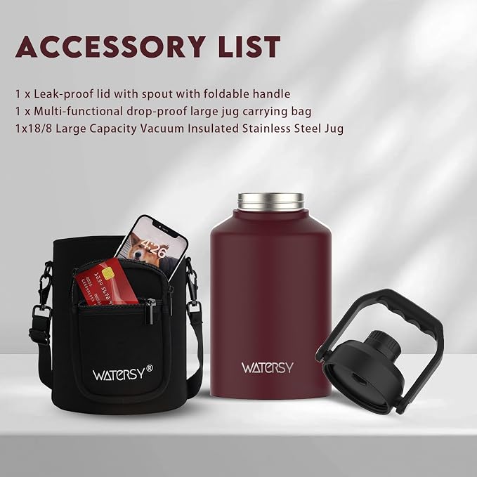 WATERSY 1 Gallon Water Bottle Insulated, BPA Free&Leak Proof, 128oz Stainless - Image 6