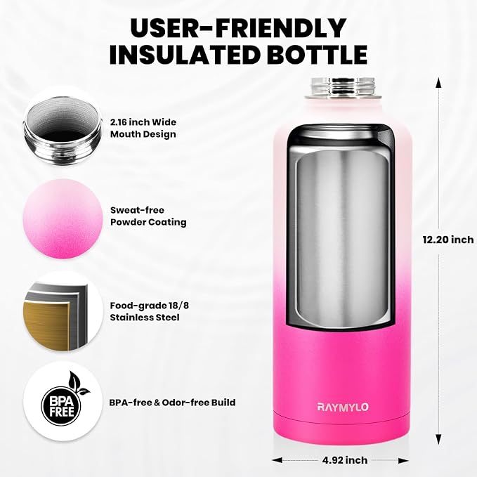 RAYMYLO Insulated Water Bottle 87 oz, Triple Wall Vacuum Stainless Steel - Image 5
