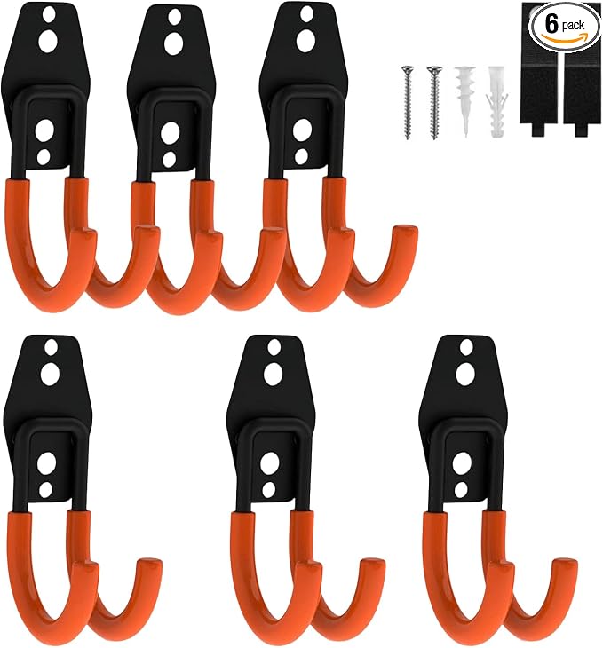 Garage Hooks Heavy Duty, 6 Pack Small Round Steel Garage Storage Hooks by BRCRXW