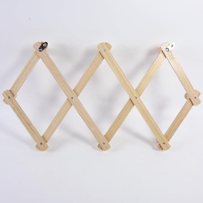 AMAPON Accordion Style Expandable Wall Wooden Coat Rack 10 Hooks Hang Hats - Image 7