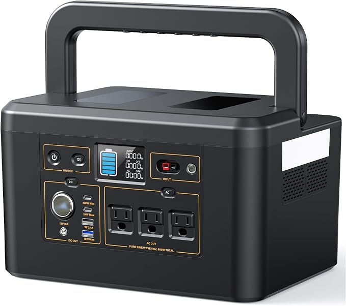 Portable Power Station 650W, 576Wh Solar Generator, LiFePO4 Battery 3.5 Hour by PortablePowerStationSolarGenerators