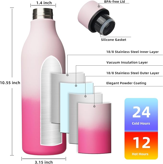 BJPKPK Insulated Water Bottles, 25 oz Stainless Steel Metal Water Bottle - Image 3