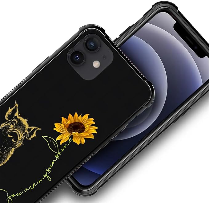 for iPhone 11 Case, Pig Sunflower Yellow Sunshine Pattern Graphic Design Girl - Image 5