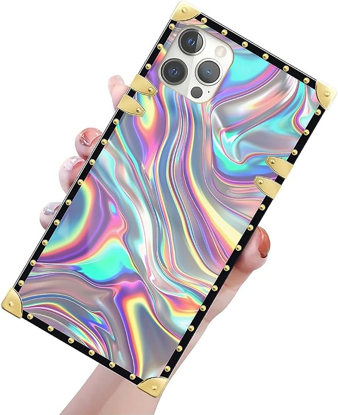 Compatible with iPhone 12 Case, Holographic Abstract Iridescent Textures Luxury - Image 3