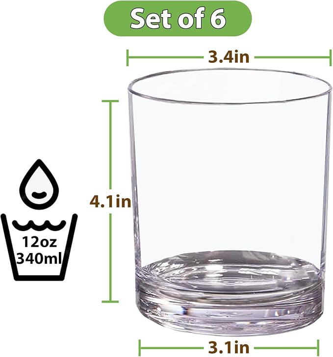 12 oz Drinking Glass Sets, BPA-Free Beer Glasses - Image 2