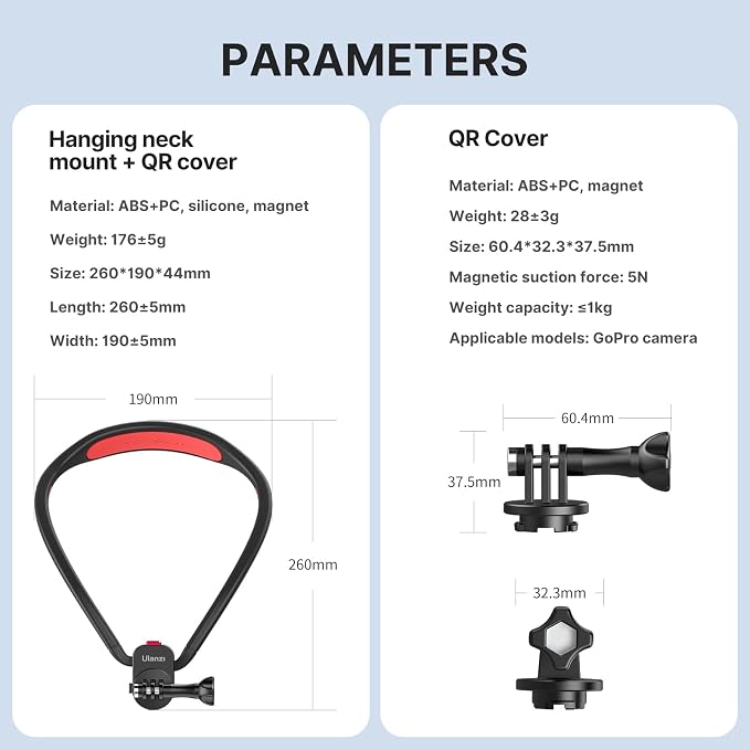 ULANZI Go-Quick II Neck Mount for GoPro Magnetic Necklace Holder, Camera POV - Image 7